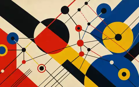 Meta Platforms US30303M1027 im Bauhaus Stil als abstraktes Netzwerk Poster mit Primärfarben - Foto: THN
