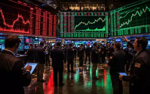 Meta Platforms US30303M1027 im Börsen Editorial mit Händlern vor großen digitalen Kursanzeigen - Foto: THN