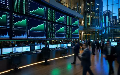 ASML NL0010273215 Börsen Editorial Euronext Amsterdam zeigt Halbleiter Kursdiagramme auf modernem Handelsparkett - Foto: THN