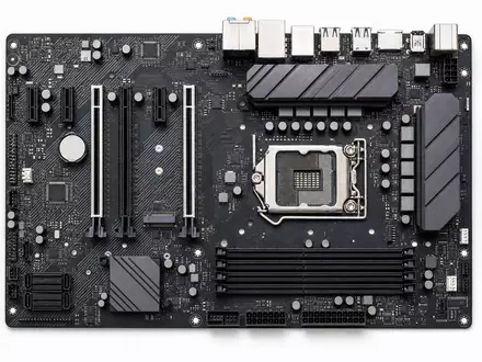 AMD Mainboard ISIN US0079031078 Draufsicht Flatlay generisches Motherboard mit CPU Sockel weiss - Foto: THN