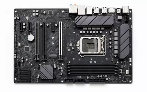 AMD Mainboard ISIN US0079031078 Draufsicht Flatlay generisches Motherboard mit CPU Sockel weiss - Foto: THN