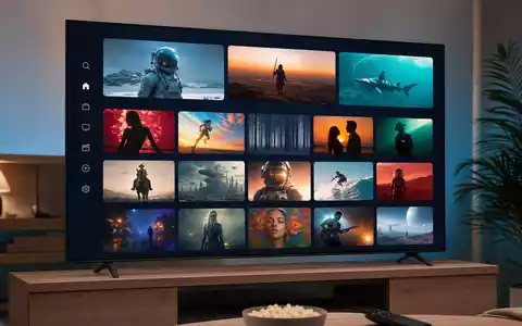Netflix US64110L1061 zeigt ein generisches Streaming-Interface mit anonymen Inhalts-Kacheln auf modernem TV - Foto: THN