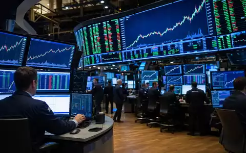 Netflix US64110L1061 illustriert den NASDAQ-Handelsraum mit Tradern, Monitoren und Aktiencharts im Editorial-Stil. - Foto: THN