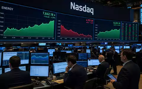 Dieses Börsen-Editorialfoto vom Nasdaq-Handelssaal begleitet die Aktie von Tesla Inc., ISIN US88160R1014, mit grafischen Energie-Charts - Foto: THN