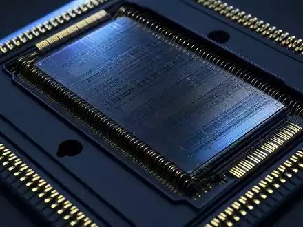 Micron Technology US5951121038 generischer DRAM Speicherchip mit goldenen Bond Drähten fotorealistisch aufgenommen - Foto: THN