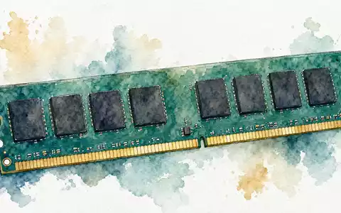 Micron Technology US5951121038 Speichermodul mit goldenen Kontakten als zartes impressionistisches Aquarell gemalt - Foto: THN