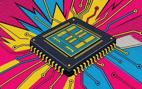 Micron Technology US5951121038 Halbleiterchip als kräftiges Pop Art Comic mit Ben Day Punktraster - Foto: THN