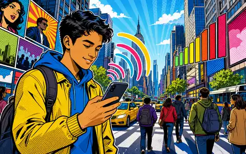 Pop-Art-Comic zeigt Smartphone-Nutzung in der Stadt und veranschaulicht das KerngeschÀft von T-Mobile US Inc. (US8725901040) - Foto: THN