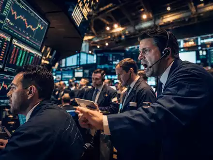 Linde PLC IE00BZ12WP82 an der NYSE mit Händlern vor Kursbildschirmen im redaktionellen Editorial Stil - Foto: THN