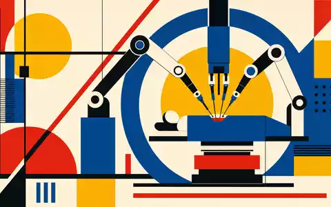 Intuitive Surgical US46120E6023 geometrisches Bauhaus Poster zeigt abstraktes Roboterchirurgie Motiv in kräftigen Grundfarben - Foto: THN