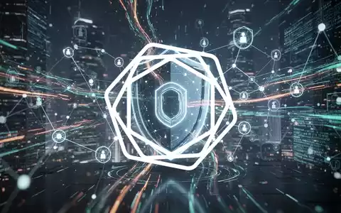 Abstrakte Darstellung von Cybersicherheit mit leuchtenden Datenströmen und Netzwerkknoten, die KI-Risikoanalyse und digitalen Schutz symbolisieren. - Foto: über boerse-global.de