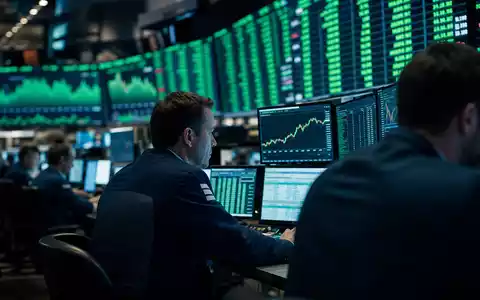 PepsiCo US7134481081 mit dramatischem Börsen-Editorial vom NASDAQ-Handelsparkett mit grĂŒn leuchtenden Kursmonitoren im Hintergrund - Foto: THN