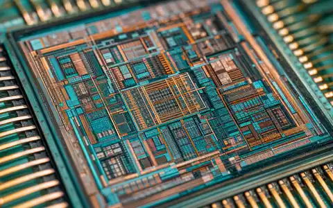 Qualcomm US7475251036 Makro Aufnahme Mobilfunk Modem Chip Silizium Die mit sichtbaren Transistorstrukturen - Foto: THN