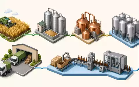 Isometrische 3D-Grafik zeigt die Wertschöpfungskette der Bierproduktion von Anheuser-Busch InBev, ISIN BE0974293251 - Foto: THN