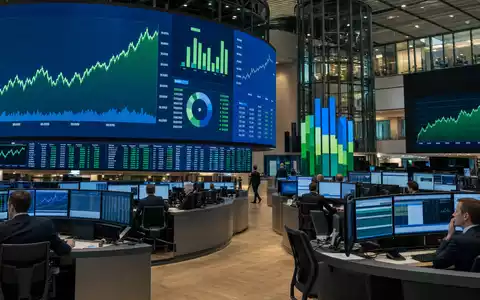 Belebter Börsenhandelsraum mit großen Kurscharts symbolisiert die Euronext-Notierung von Anheuser-Busch InBev, ISIN BE0974293251 - Foto: THN