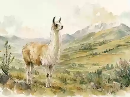Argenx NL0010832176 Lama als Symbol der Nanobody-Forschung in aquarellierter andiner Berglandschaft dargestellt - Foto: THN