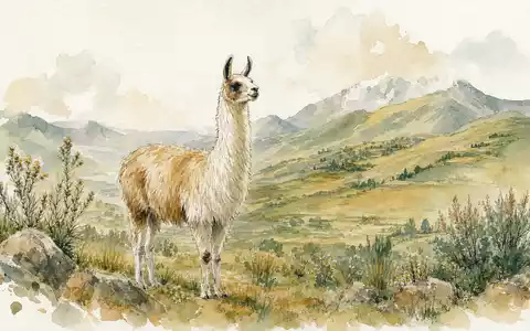 Argenx NL0010832176 Lama als Symbol der Nanobody-Forschung in aquarellierter andiner Berglandschaft dargestellt - Foto: THN