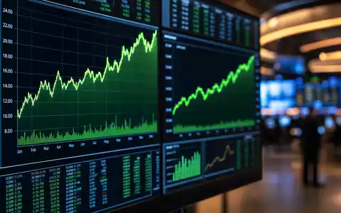 Argenx NL0010832176 leuchtende Handelsbildschirme an der Euronext zeigen steigende grüne Kurven für Biotech-Aktien - Foto: THN