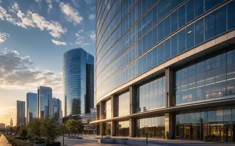 Architektur-Rendering einer gläsernen Bankzentrale repräsentiert Firmensitz-Charakter der Großbank BBVA (Banco Bilbao) ISIN ES0113211835 - Foto: THN