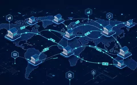 Isometrisches 3D-Diagramm eines globalen Bankennetzwerks zeigt internationale Reichweite von BBVA (Banco Bilbao) ISIN ES0113211835 - Foto: THN