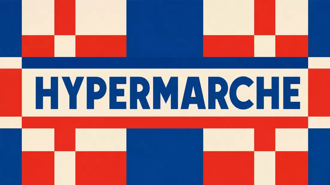 Carrefour FR0000120172 Bauhaus-Poster geometrisches Karo-Muster Rot-Blau-Weiß HYPERMARCHÉ