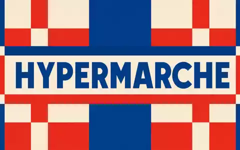 Bauhaus-Poster mit Karo-Muster repräsentiert Carrefour, ISIN FR0000120172, abstrakte Hommage an französische Hypermärkte als Marktplatz - Foto: THN