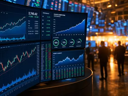 Dassault Systèmes FR0014003TT8 stock market screens display engineering sector index and cloud computing charts - Foto: THN
