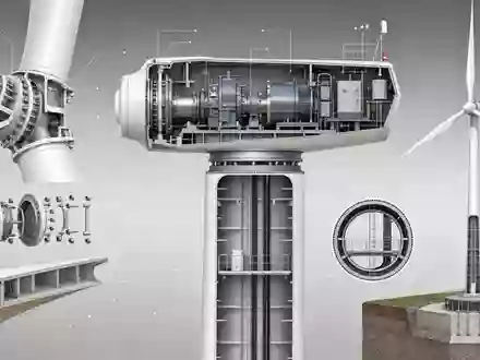 EDP Renováveis ES0144580Y14: Architektur-Render einer modernen Onshore-Windturbine zeigt technische Detailansichten und Komponenten - Foto: THN