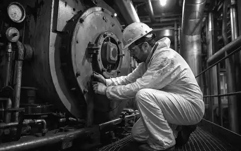 ENGIE FR0010208488 zeigt einen Ingenieur im Schutzanzug bei Wartung einer industriellen Heizanlage - Foto: THN