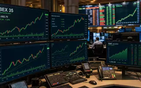 Iberdrola ES0144580F34 trading screens IBEX 35 BME renewable energy index financial data - Foto: THN