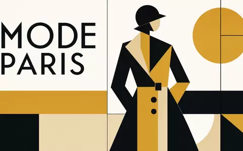 Kering FR0000121964 Bauhaus poster abstract geometric fashion silhouette black gold beige MODE PARIS typography - Foto: THN