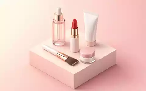 L'Oréal FR0000125486 zeigt ein isometrisches 3D-Rendering generischer Kosmetikprodukte auf einem pastellfarbenen Würfelsockel - Foto: THN