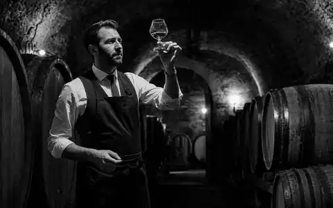 LVMH FR0000121014 Reportage eines Sommeliers beim Cognac-Prüfen im steinernen Kellergewölbe mit Eichenfässern - Foto: THN