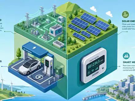 Enel IT0003132476 isometrischer Würfel Smart Grid Solarpark Ladestation Smart Meter vier Segmente - Foto: THN