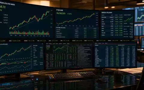 Enel IT0003132476 Börsen-Editorial Trading-Monitore European Utilities Index FTSE MIB Borsa Italiana Kurse - Foto: THN