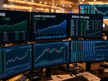 Moncler IT0005252207 trading screens FTSE MIB Luxury Fashion Index Borsa Italiana financial editorial - Foto: THN