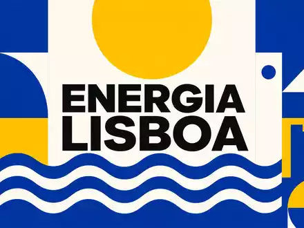 EDP PTEDP0AM0009 Bauhaus graphic poster abstract sun wave lines ENERGIA LISBOA blue yellow white - Foto: THN