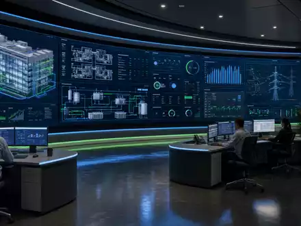 Schneider Electric FR0000121972 smart building cockpit with curved data wall and operator workstations - Foto: THN