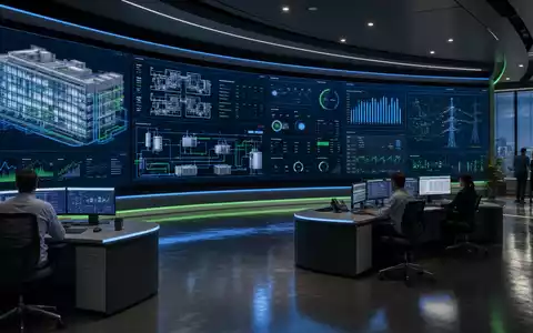 Schneider Electric FR0000121972 smart building cockpit with curved data wall and operator workstations - Foto: THN