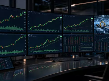Schneider Electric FR0000121972 trading desk with CAC 40 industrial automation index charts and factory footage - Foto: THN