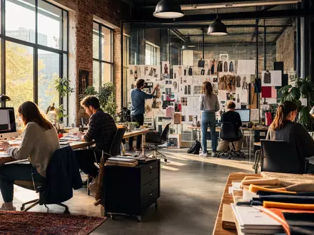 Publicis FR0000130577 creative agency loft office with designers at computers and moodboards - Foto: THN