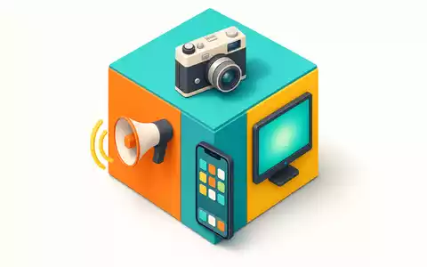 Publicis FR0000130577 isometric 3D cube with camera screen megaphone and smartphone app - Foto: THN