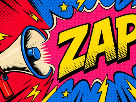 Publicis FR0000130577 pop art comic ZAP speech bubble over marketing megaphone bright colors - Foto: THN