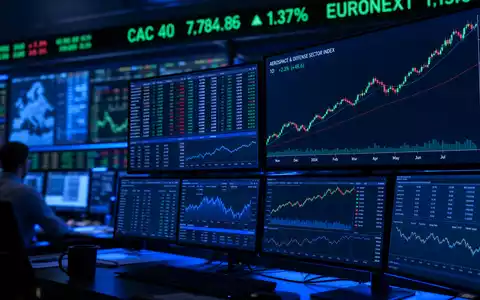 Safran FR0000073272 editorial trading screens showing CAC 40 and EURONEXT aerospace sector index charts - Foto: THN