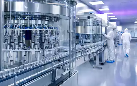 Sanofi FR0000120578 photorealistic sterile fill-and-finish facility with vial-filling machines and cleanroom workers - Foto: THN