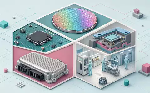 STMicroelectronics NL0000226223 isometric cube panels wafer microcontroller MEMS sensor automotive ECU cleanroom - Foto: THN