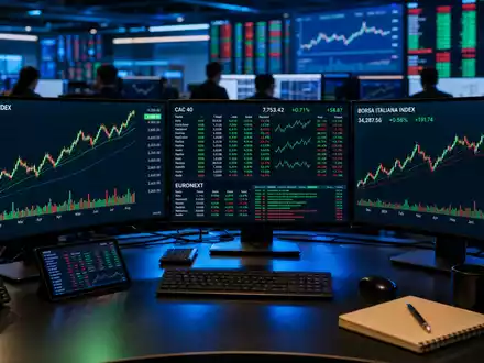 STMicroelectronics NL0000226223 trading screens showing semiconductor index CAC 40 EURONEXT BORSA ITALIANA tickers - Foto: THN