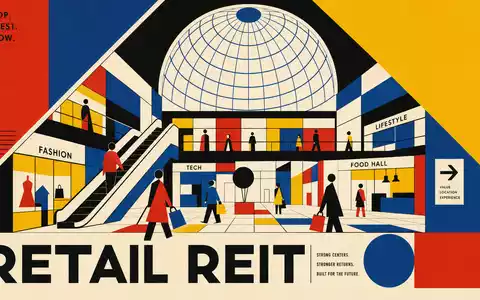 Unibail-Rodamco-Westfield ISIN FR0013326246 Bauhaus Poster mit geometrischen Mall Symbolen und Text RETAIL REIT - Foto: THN
