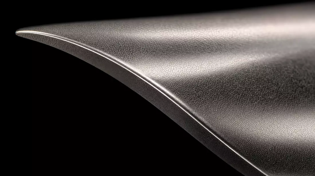 Makro-Detail einer Turbinenschaufel aus Nickelsuperlegierung, Airbus SE Antrieb
