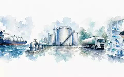 Aquarell-Illustration der Chemieverteilerlogistik von Tanker über Depot und LKW bis ins Labor – veranschaulicht das Geschäftsmodell von Brenntag SE (ISIN DE000A1DAHH0) - Foto: THN